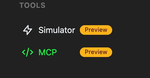 The MCP entry under Tools in the Developer Console sidebar
